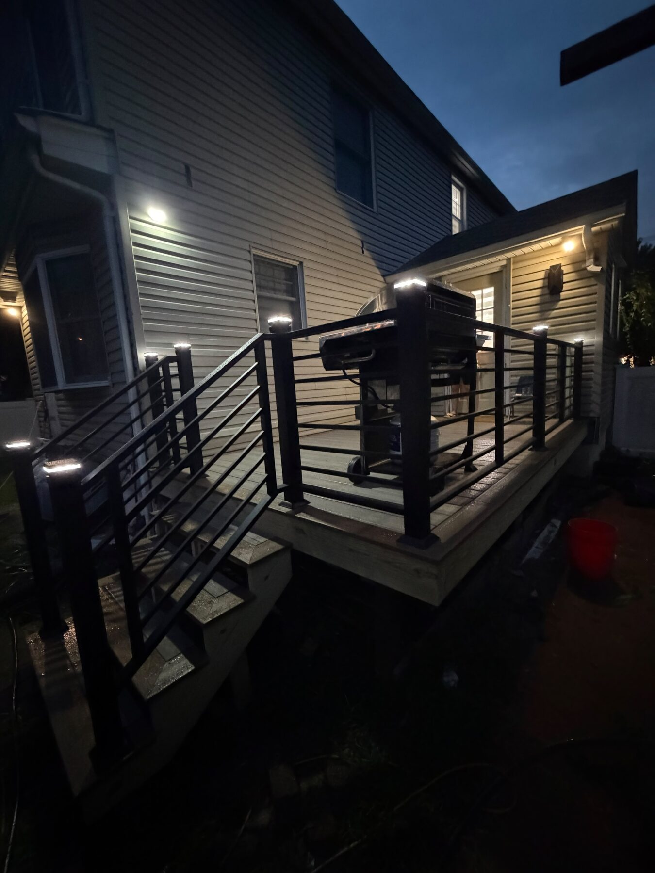 Finished custom iron railing installation